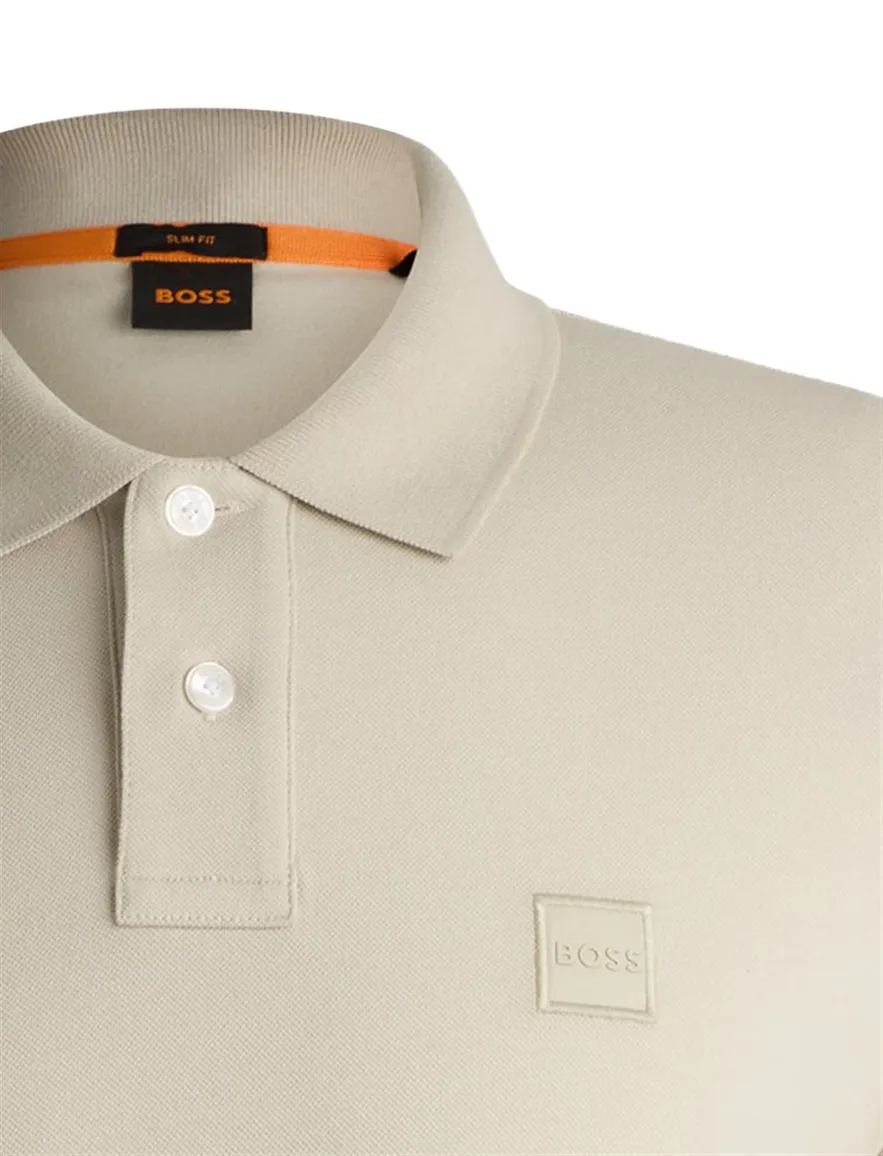 Boss Passenger poloshirt korte mouw beige effen slim fit
