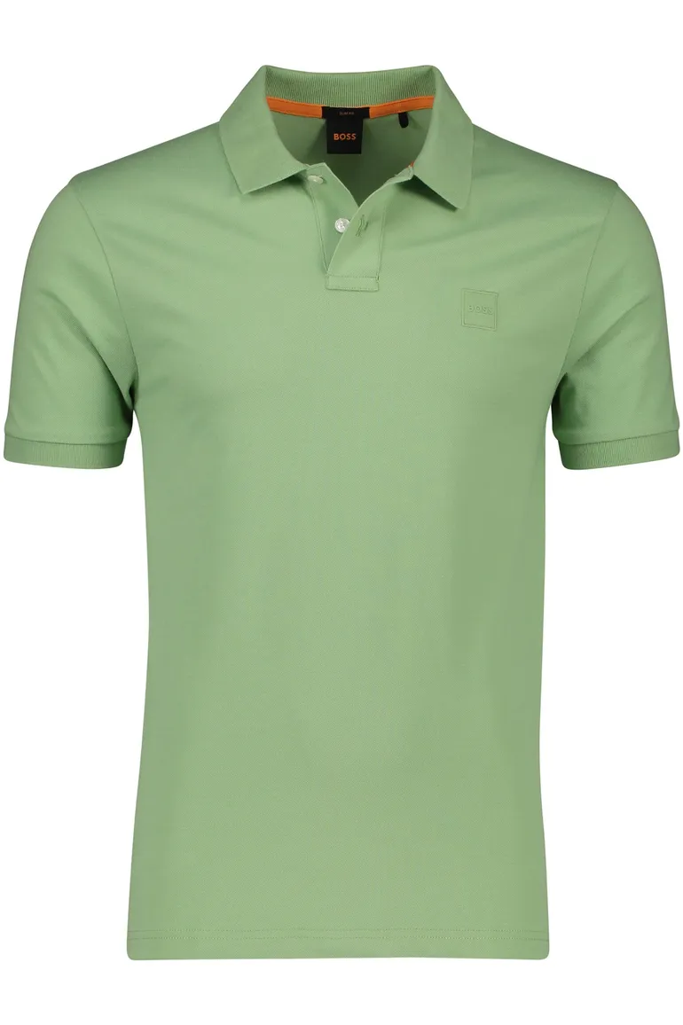 BOSS Orange Passenger polo slim fit groen effen katoen