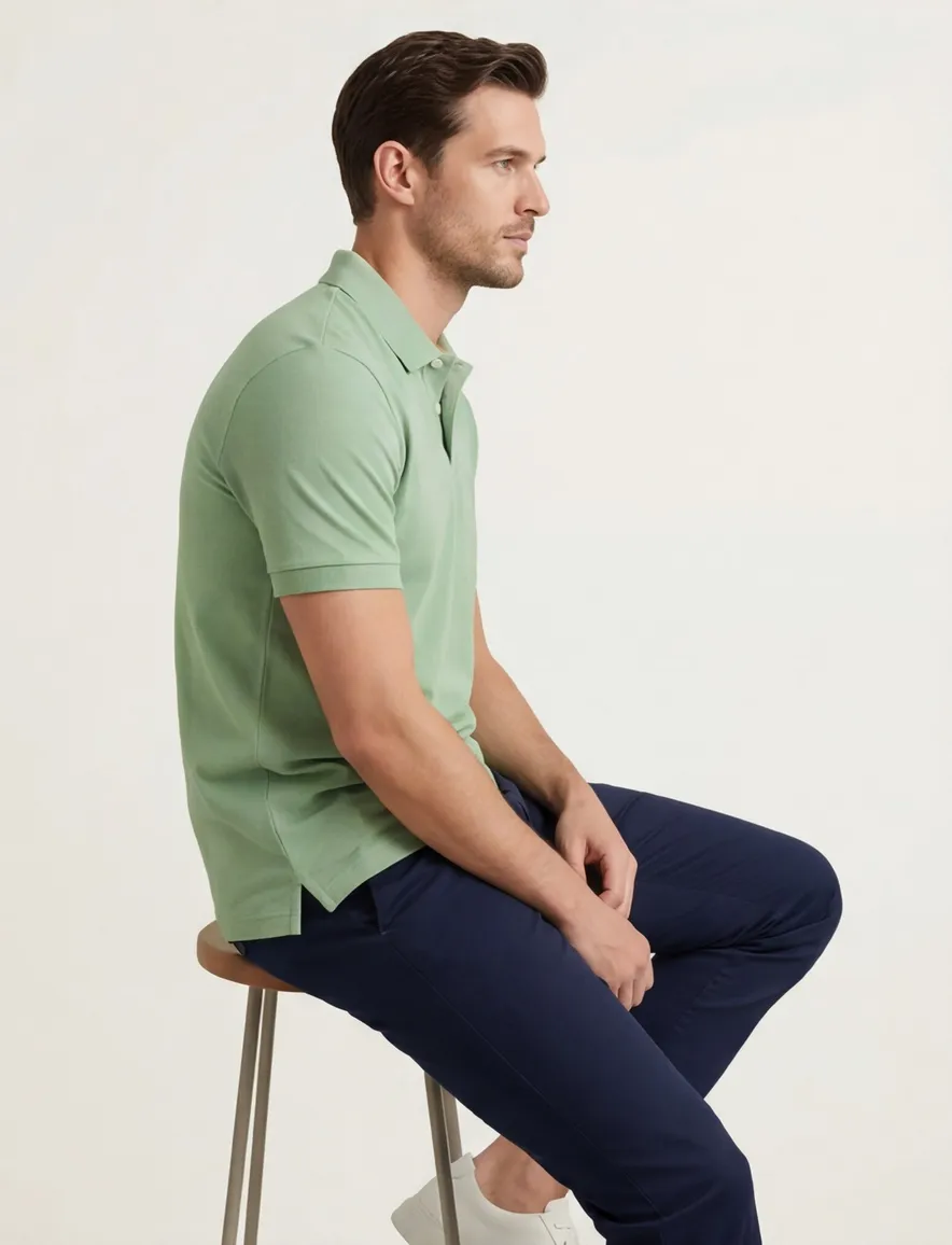 BOSS Orange Passenger polo slim fit groen effen katoen