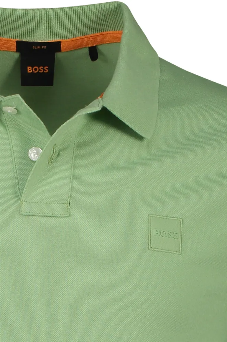 BOSS Orange Passenger polo slim fit groen effen katoen