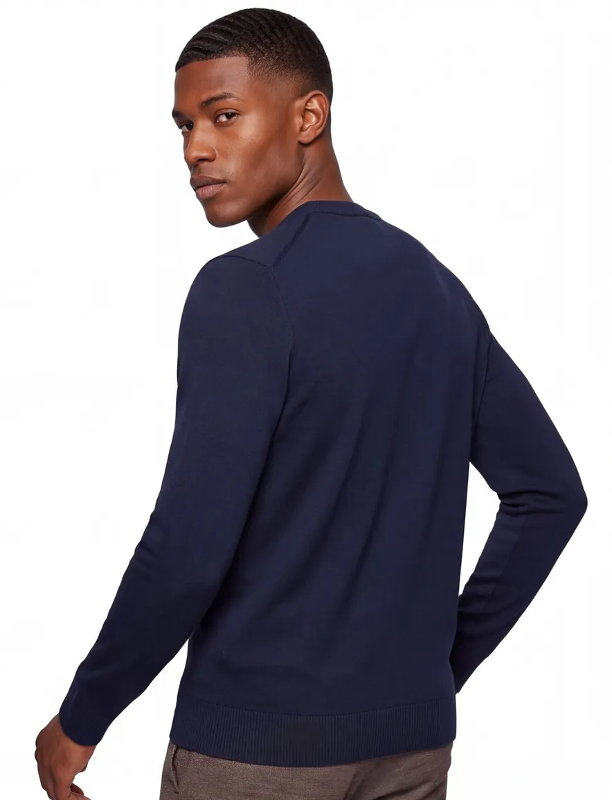 BOSS Orange Asac-c trui donkerblauw effen katoen