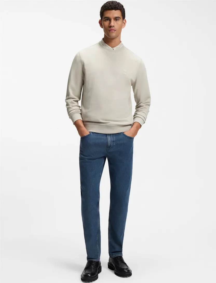 Trui BOSS Orange beige sweater met logopatch