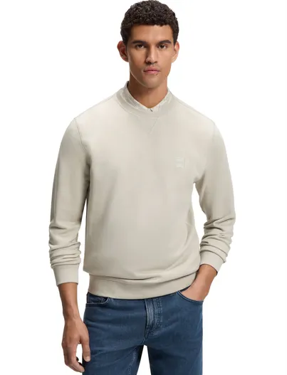 Hugo Boss BOSS Orange trui beige sweater met logopatch