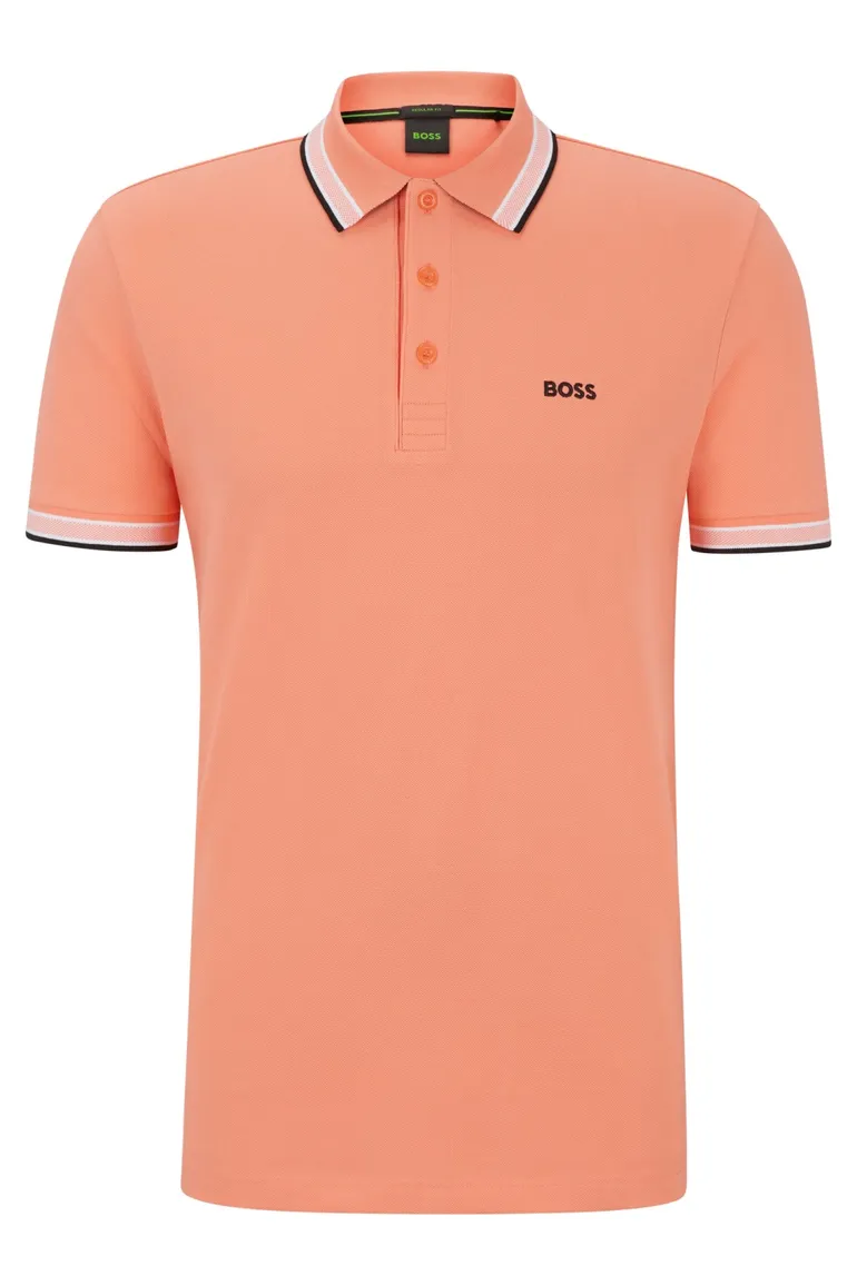 Boss green polo oranje regular fit