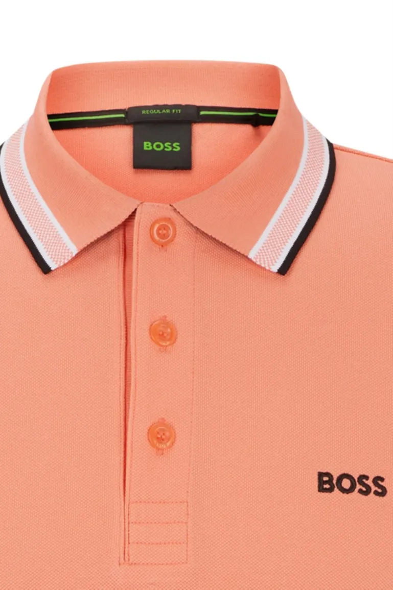 Boss green polo oranje regular fit