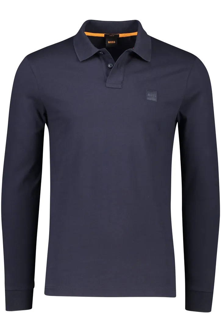 2-knoops BOSS donkerblauwe polo katoen slim fit