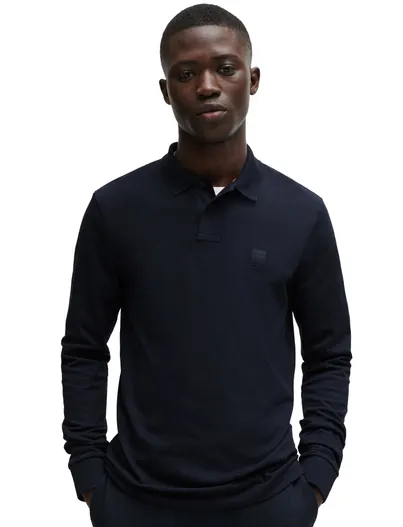 Hugo Boss 2-knoops BOSS Passerby donkerblauwe polo katoen slim fit