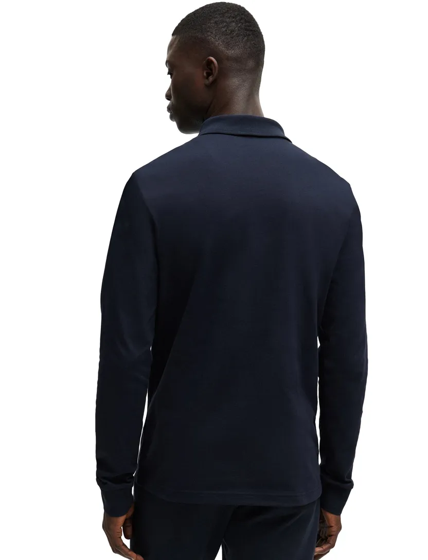 2-knoops BOSS donkerblauwe polo katoen slim fit