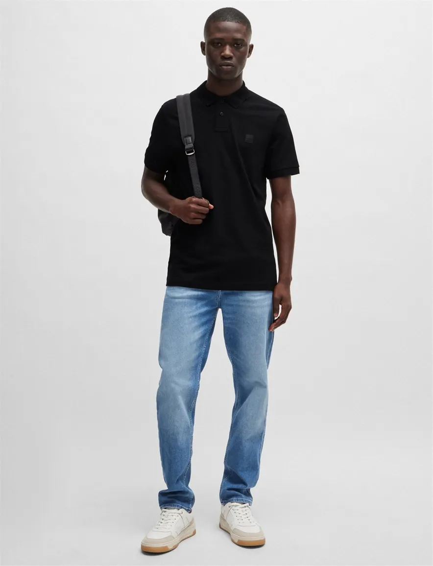 Boss Orange passenger slim fit polo zwart
