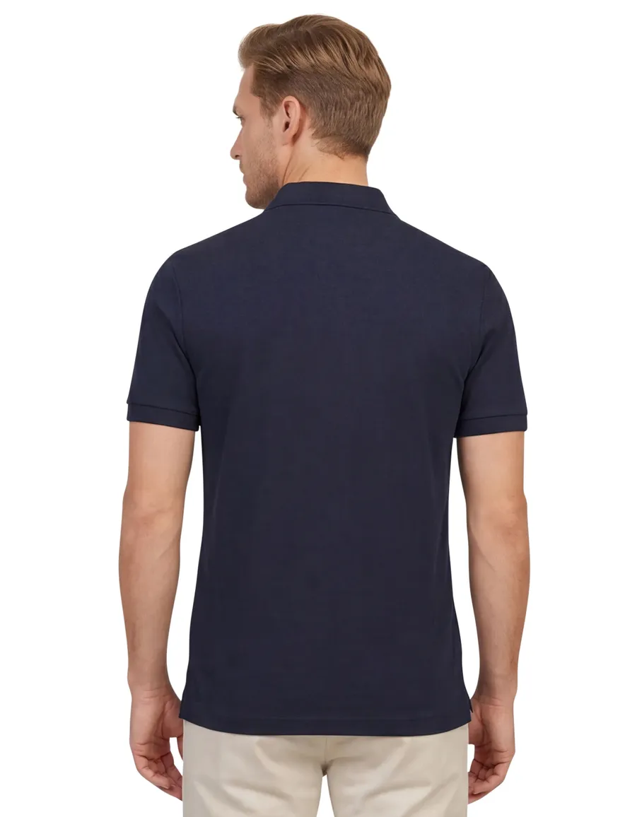 BOSS Orange Passenger polo effen donkerblauw slim fit katoen