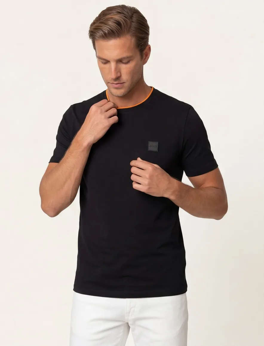 Boss Orange Tales t-shirt effen zwart normale fit