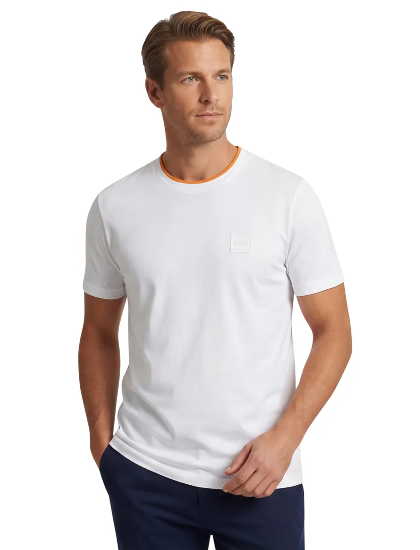 Katoenen Boss Orange t-shirt tales wit normale fit