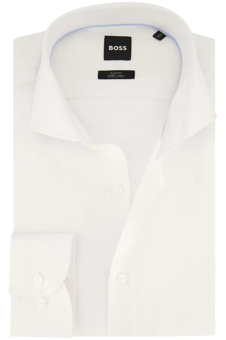 Wit effen BOSS business overhemd slim fit