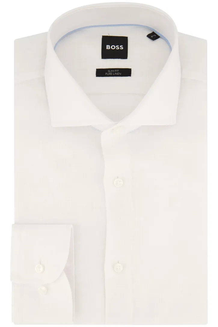 Wit effen BOSS business overhemd slim fit