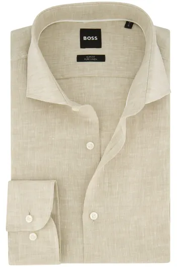 Hugo Boss BOSS H-Hank overhemd slim fit beige uni