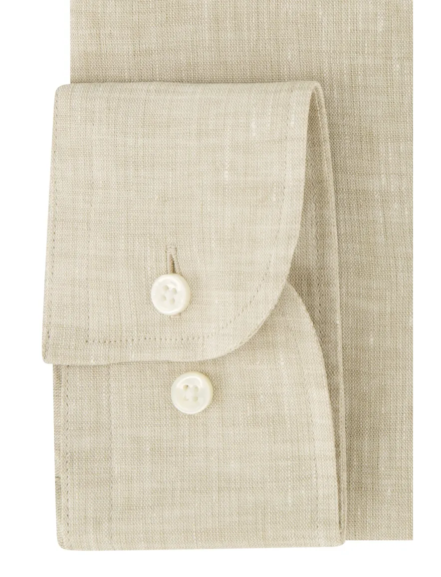 Boss overhemd H-HANK beige linnen