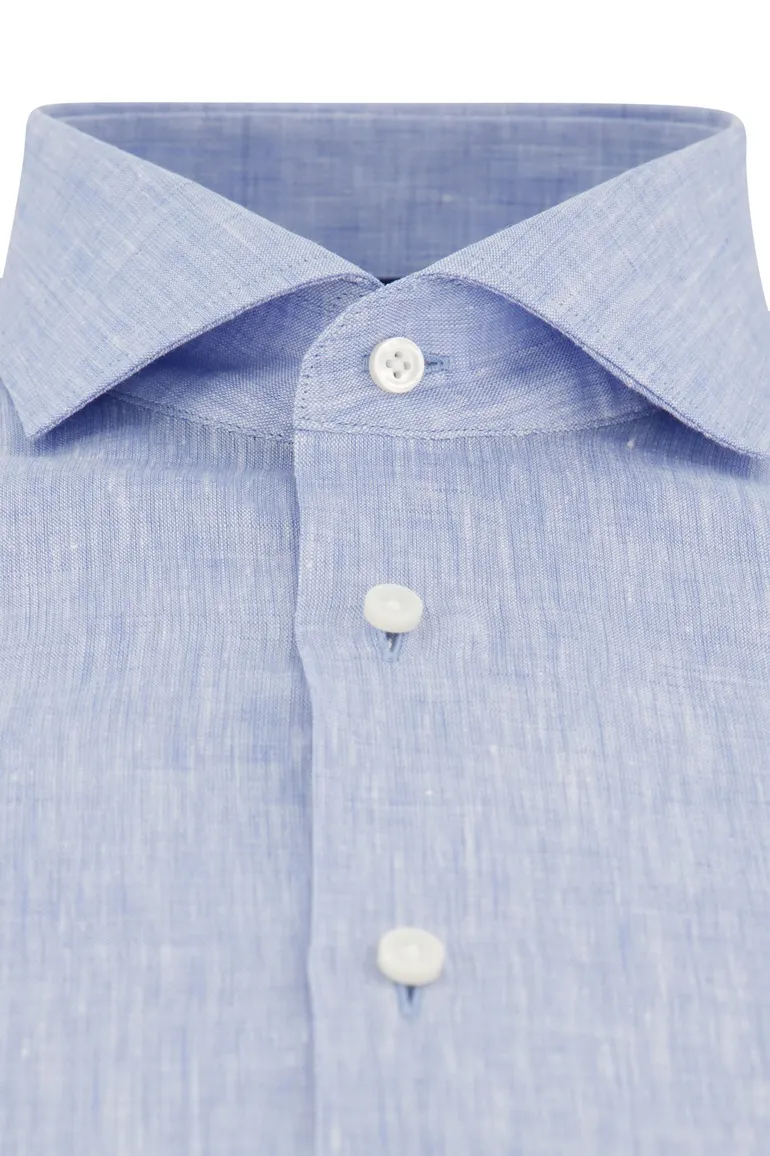 Boss linnen overhemd lichtblauw slim fit casual