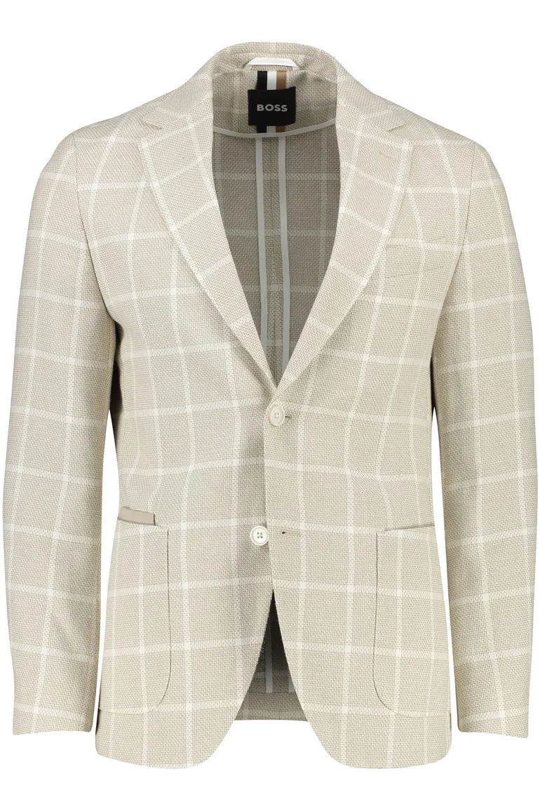 Boss Black colbert C-Jaye-Elbow beige geruit