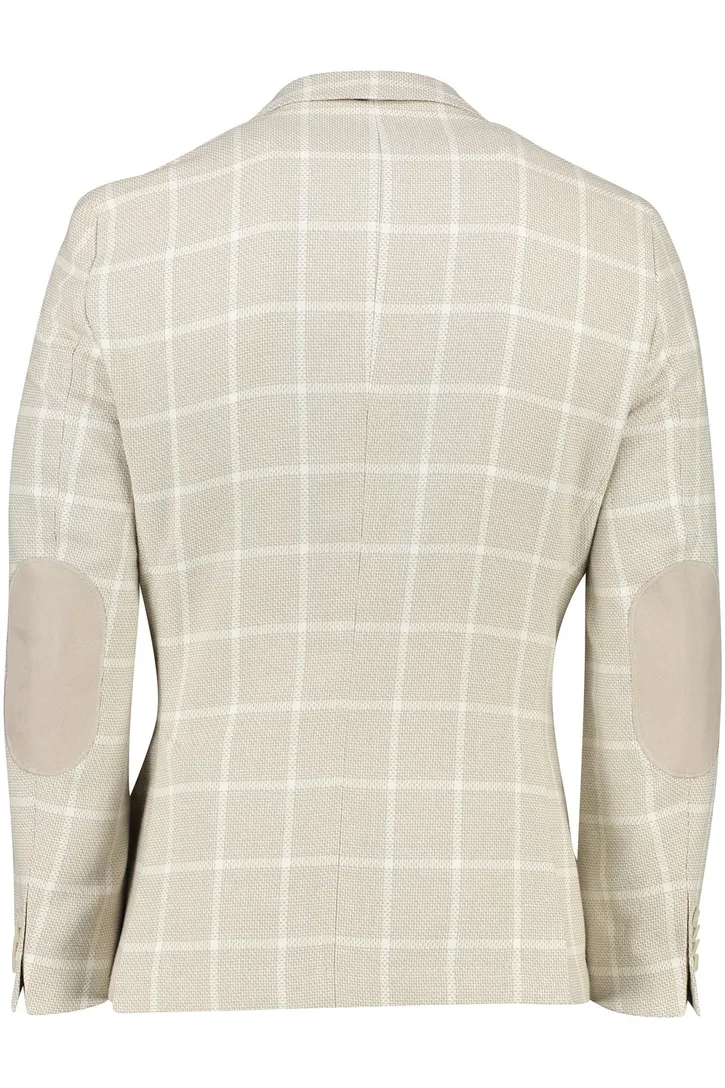 BOSS beige geruit colbert Jaye-elbow katoen regular fit