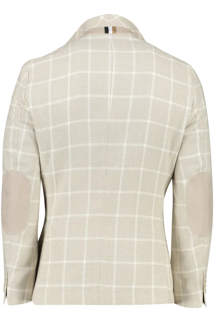 BOSS beige geruit colbert Jaye-elbow katoen regular fit