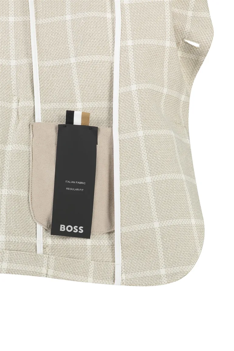 Boss Black colbert C-Jaye-Elbow beige geruit