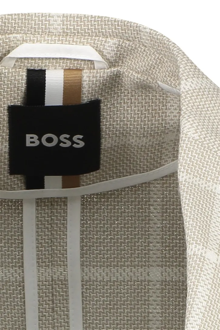 BOSS beige geruit colbert Jaye-elbow katoen regular fit