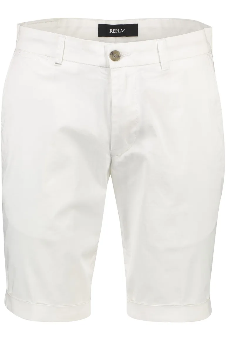 Replay korte broek effen wit katoen