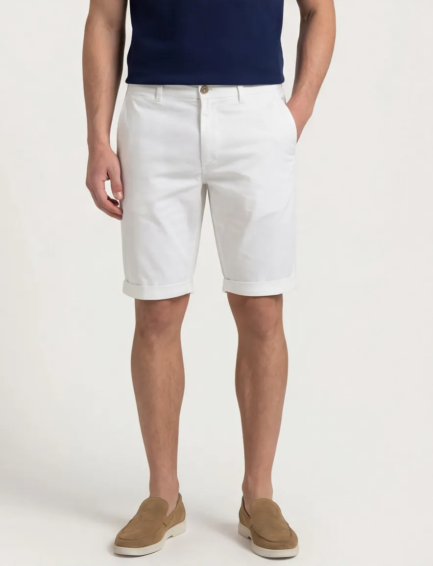 Replay korte broek effen wit katoen
