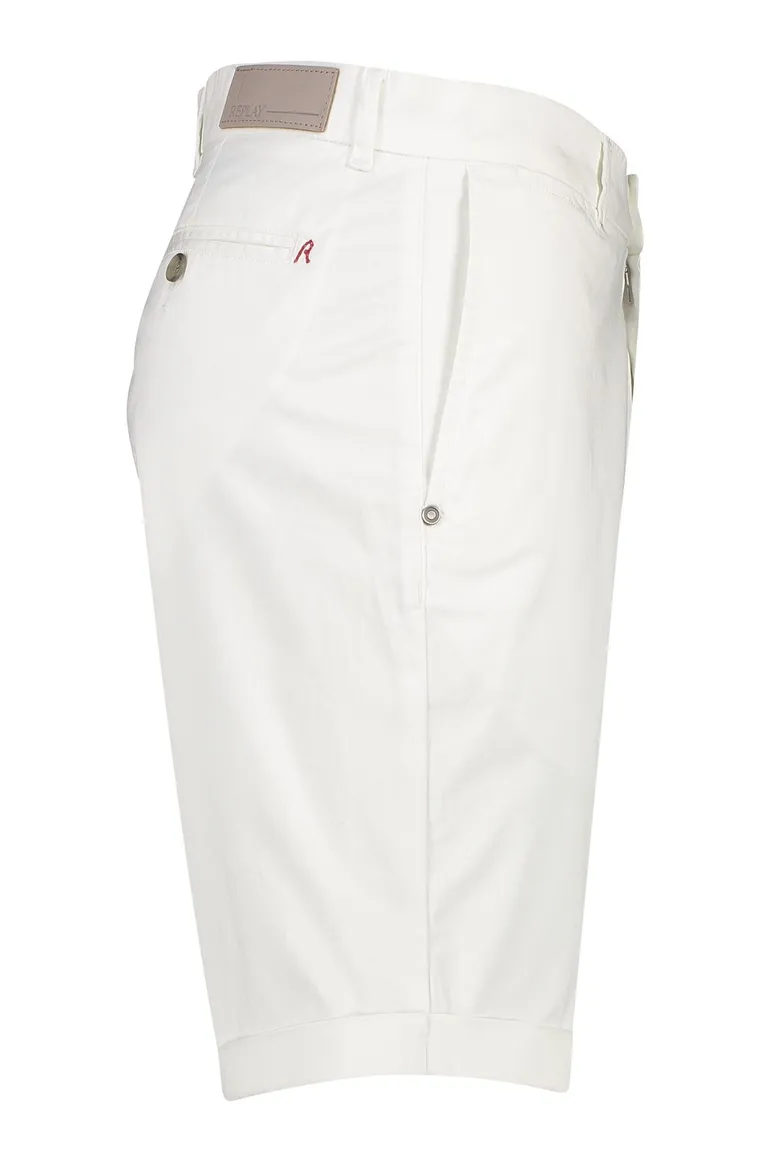Replay korte broek effen wit katoen