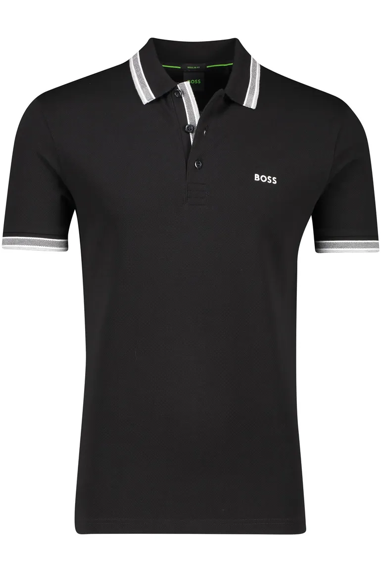 BOSS Green Paddy polo zwart 3 knoops