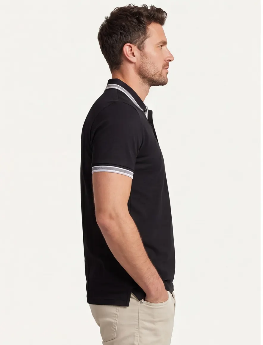 BOSS Green Paddy polo zwart 3 knoops