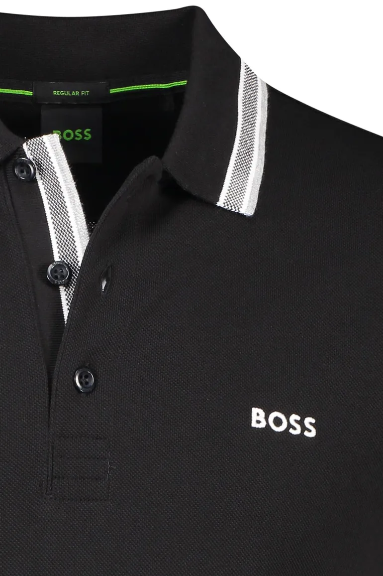 BOSS Green Paddy polo zwart 3 knoops