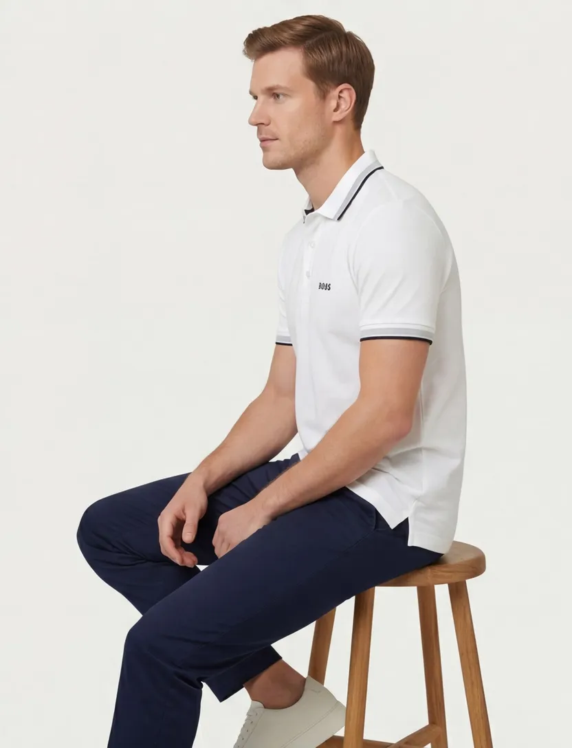 Boss poloshirt Paddy effen wit
