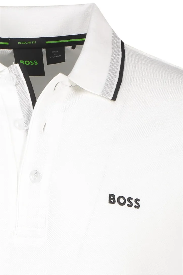 Boss poloshirt Paddy effen wit