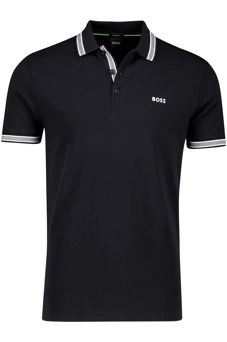 Katoenen BOSS polo regular fit navy 2-knoops Paddy