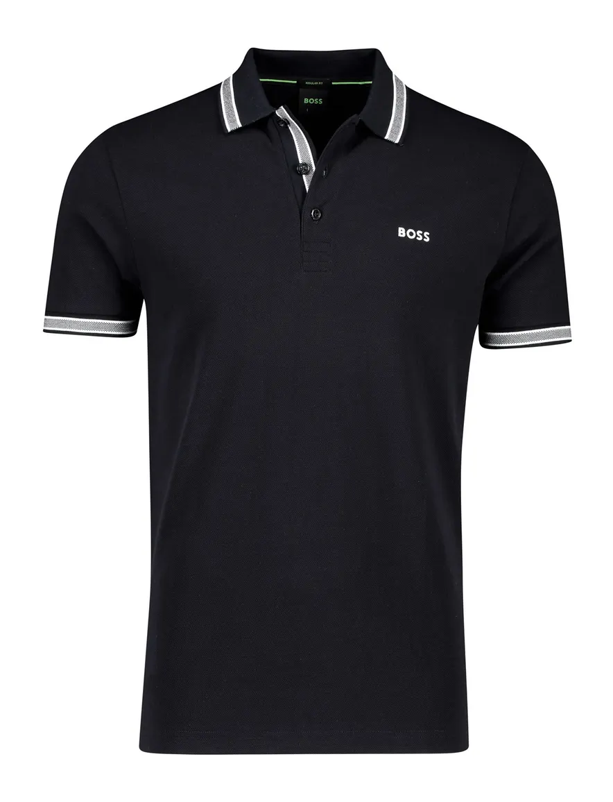 Katoenen BOSS polo regular fit navy 2-knoops Paddy