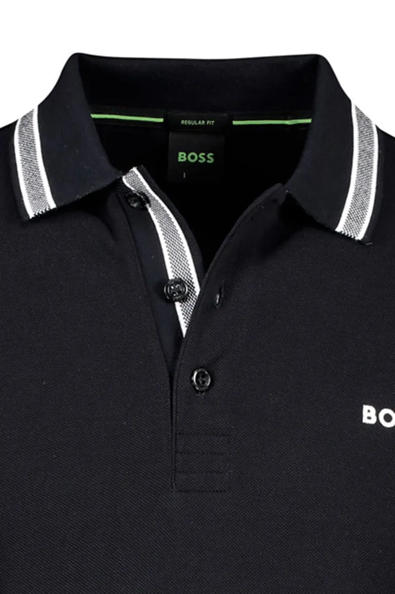 Katoenen BOSS polo regular fit navy 2-knoops Paddy