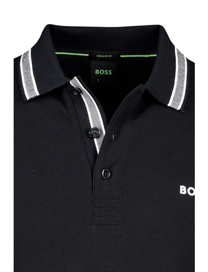 Katoenen BOSS polo regular fit navy 2-knoops Paddy