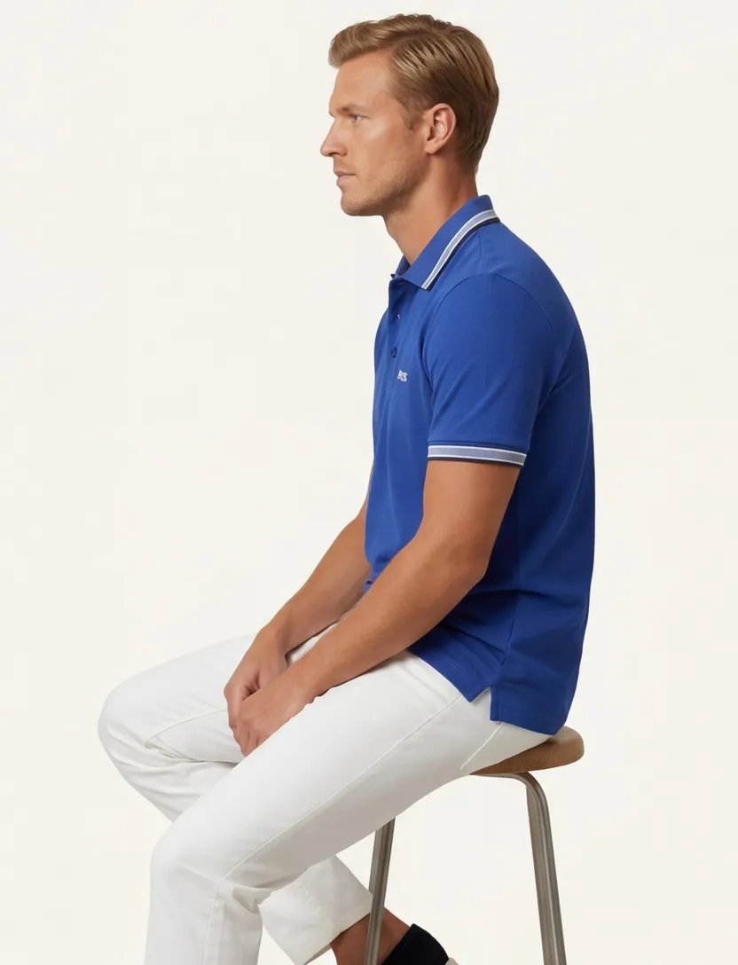 Katoenen BOSS Green Paddy polo effen blauw normale fit