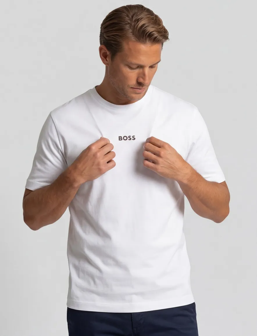 Boss t-shirt wit stretch Tchup relaxed fit korte mouw