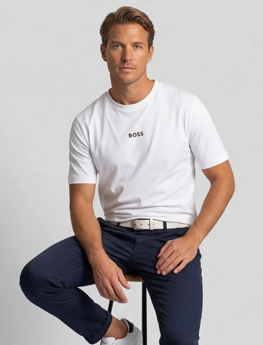 Boss t-shirt wit stretch Tchup relaxed fit korte mouw