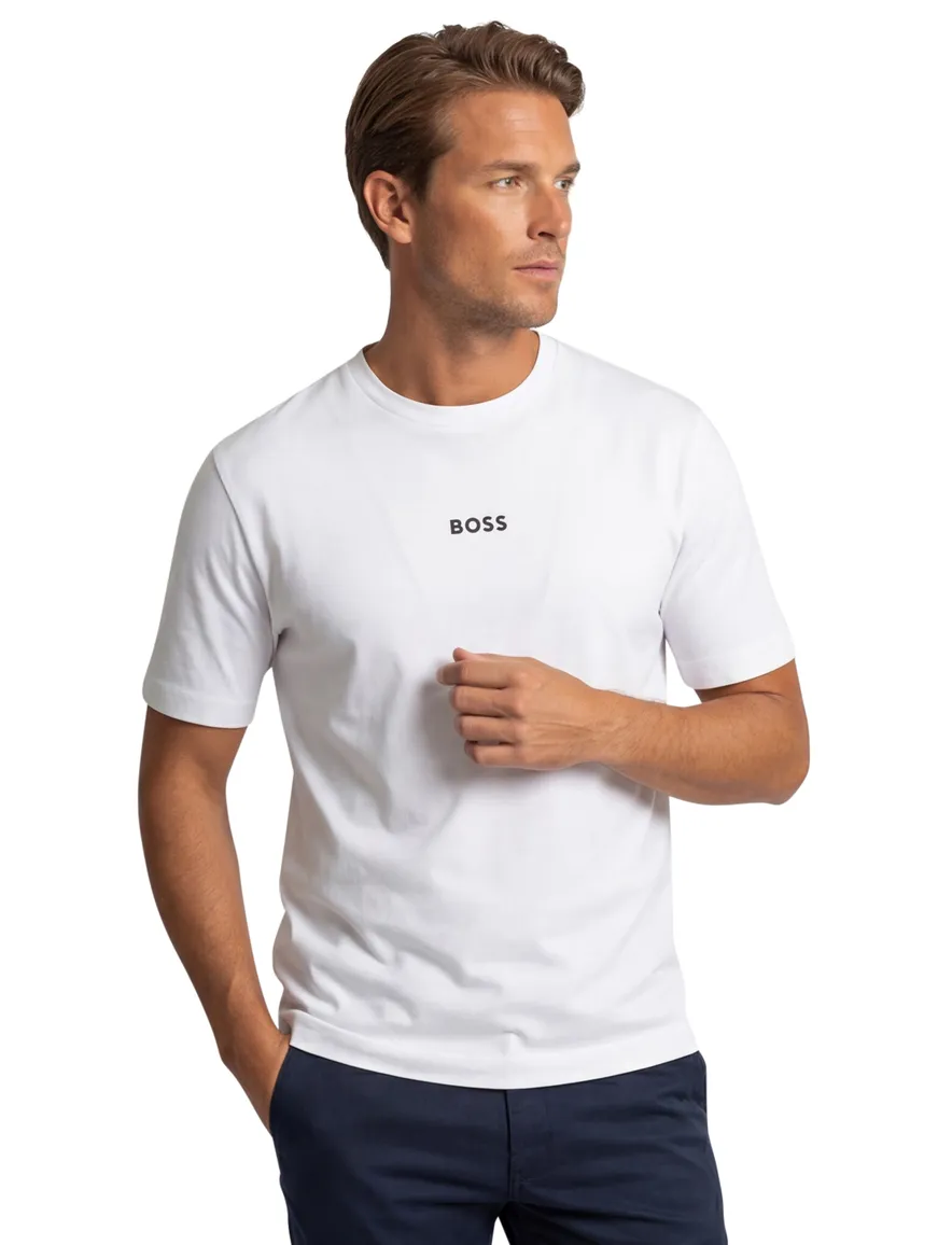 Boss t-shirt wit stretch Tchup relaxed fit korte mouw