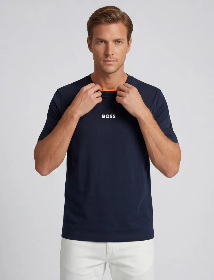 Relaxed fit Boss Orange t-shirt ronde hals korte mouw navy