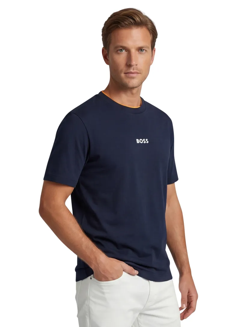 Relaxed fit Boss Orange t-shirt ronde hals korte mouw navy