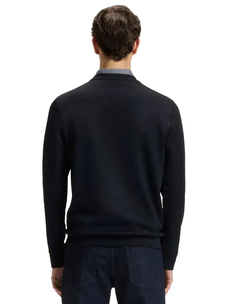 Boss Westart sweater effen donkerblauw katoen normale fit
