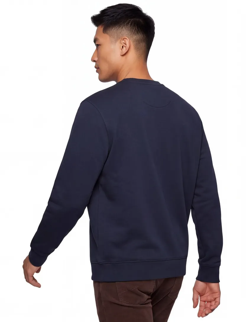 katoenen sweater Boss Westart donkerblauw effen