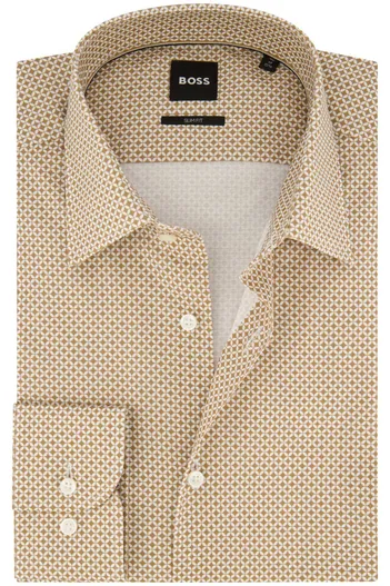 Hugo Boss Boss overhemd H-HANK beige geprint