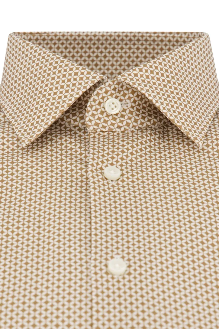 Hugo Boss beige geprint overhemd slim fit