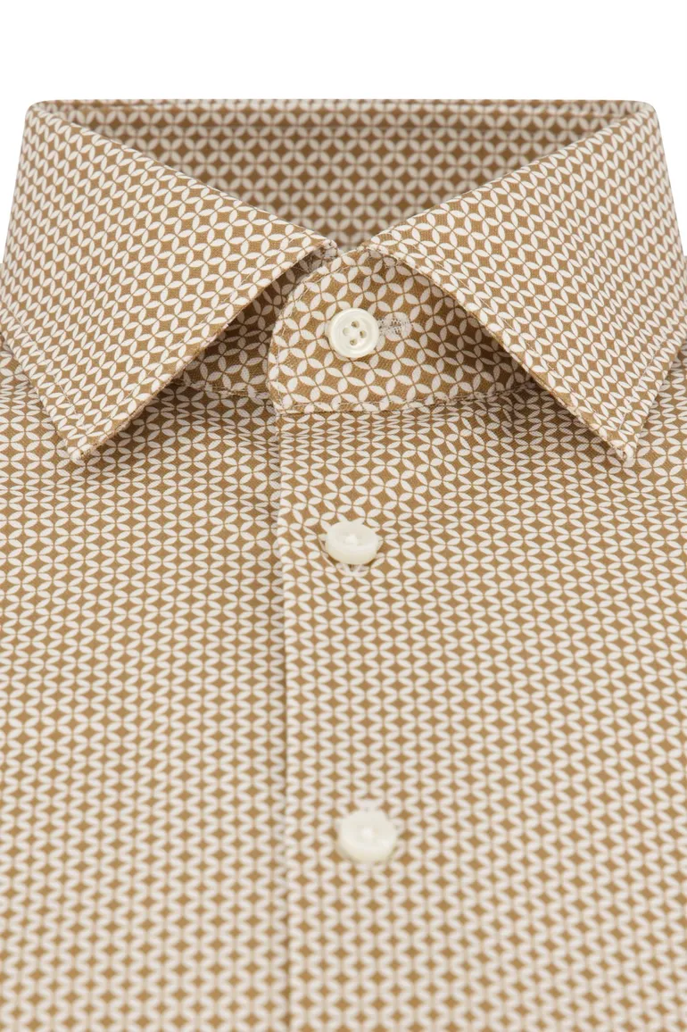 Zakelijk Boss H-Hank overhemd slim fit beige print