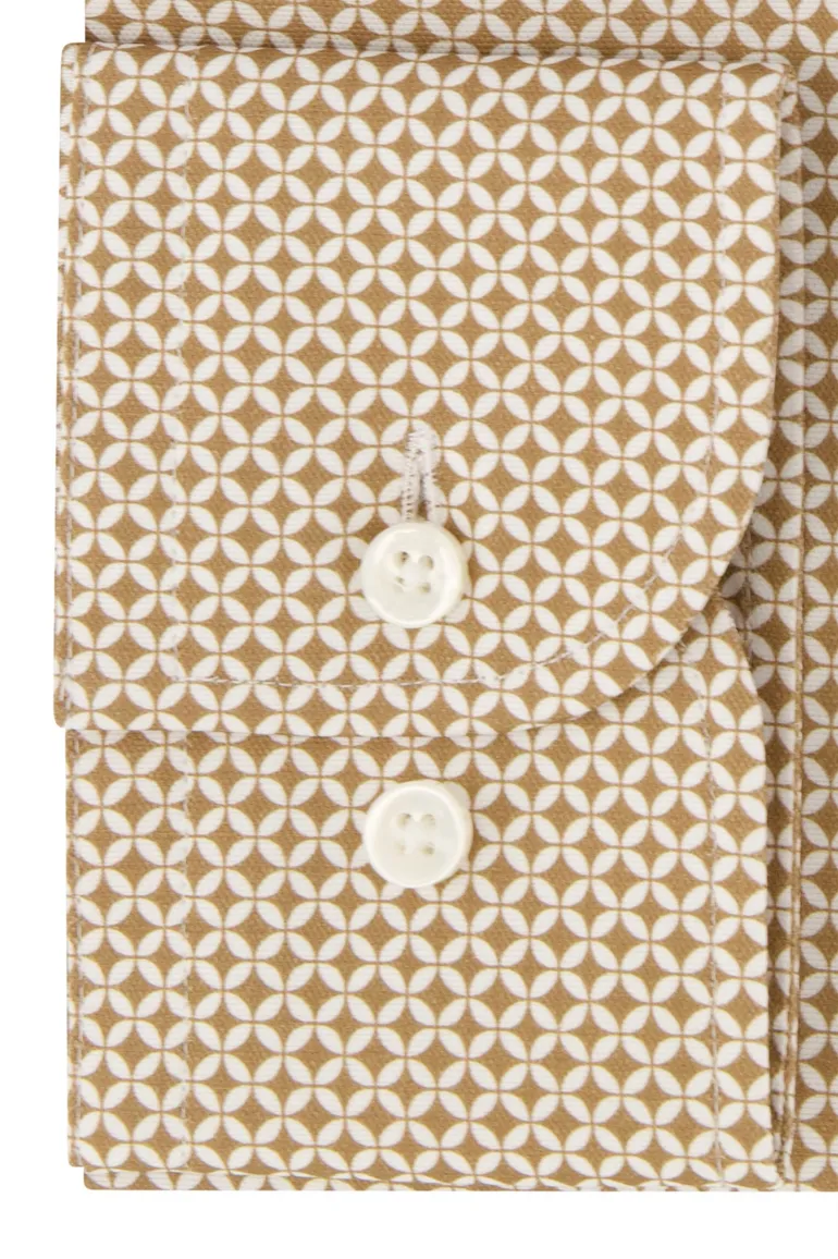 Zakelijk Boss H-Hank overhemd slim fit beige print